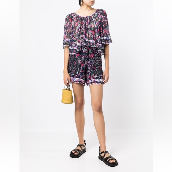 Isabel Marant Roxini Floral Print Cropped Top Blouse FR 34 FR 36 NWT - Picture 1 of 11